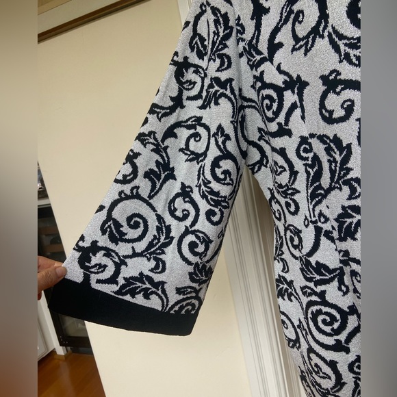 Liorah Exclusive Knits Silver Metallic Cardigan Jacket Wool Blend Size 14 - Picture 2 of 11